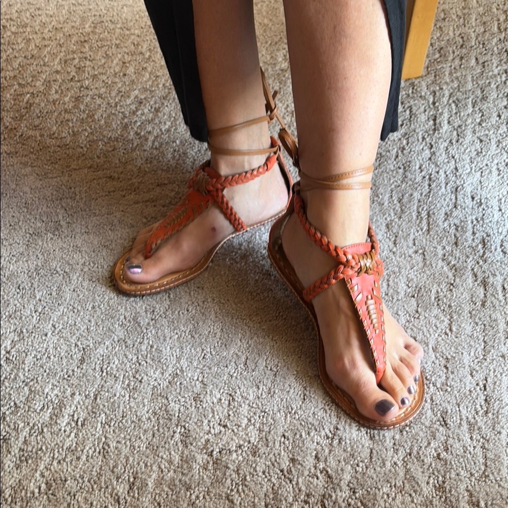 Women’s Dolce Vita Orange Braided T-Strap Sandals